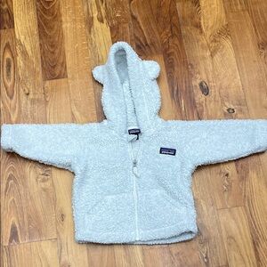 Patagonia Kids Fleece Hoodie in Soft White